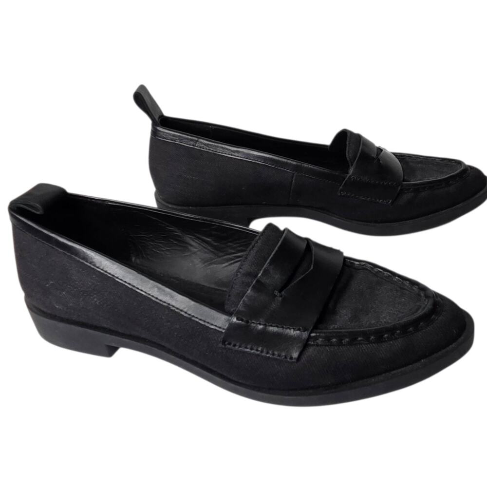 & Other Stories Black Canvis Loafers Slip Flats Womens SZ 7.5-Pointed Toe